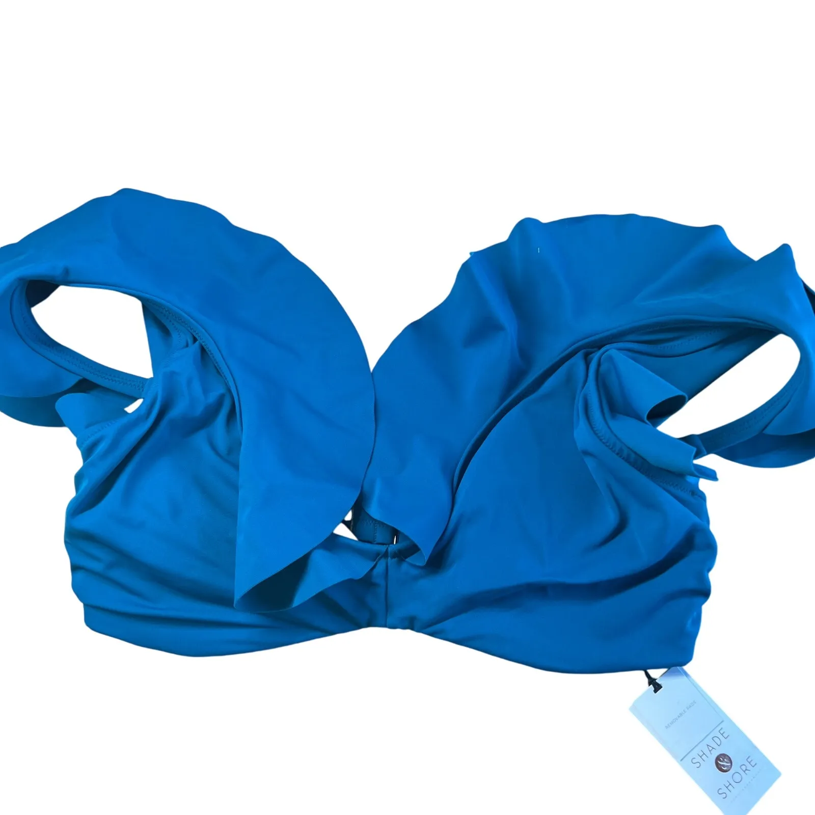 Shade & Shore Women's Teal Blue Ruffle Bralette Bikini Top - Size 36DD - NWT - Image 4