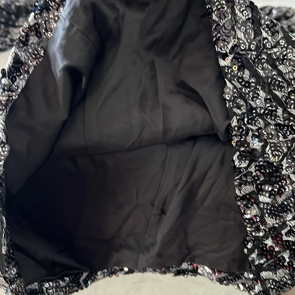 Bebe sequined puffy sleeve open back dress - Image 3