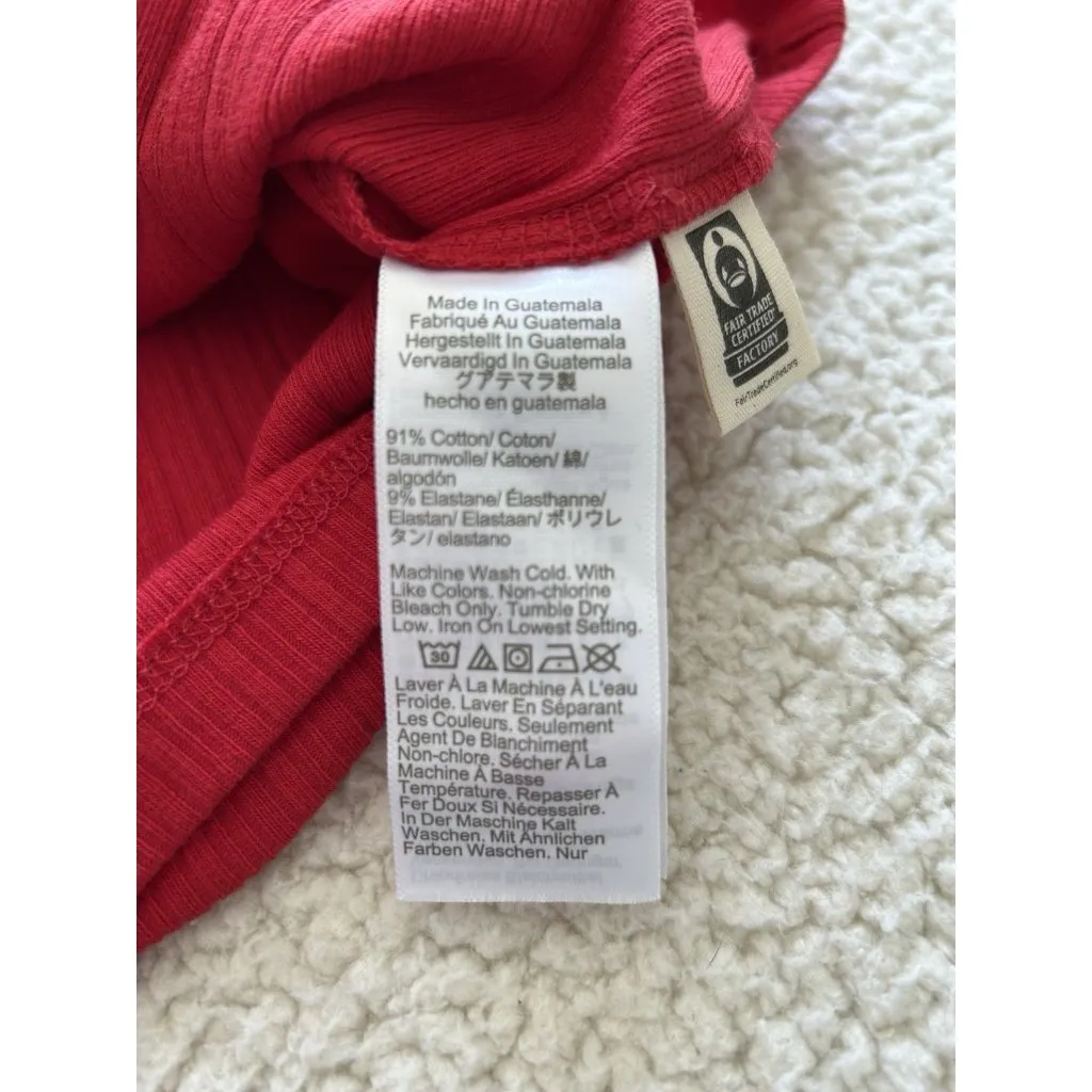 Madewell Ribbed Crewneck Shell Top Vest Button Front Cherry Red Size M - Image 7