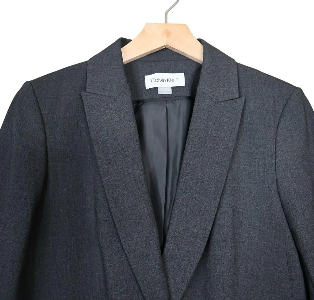 Calvin Klein Women's 10 Dark Gray One Button Front Lined Blazer - Image 3