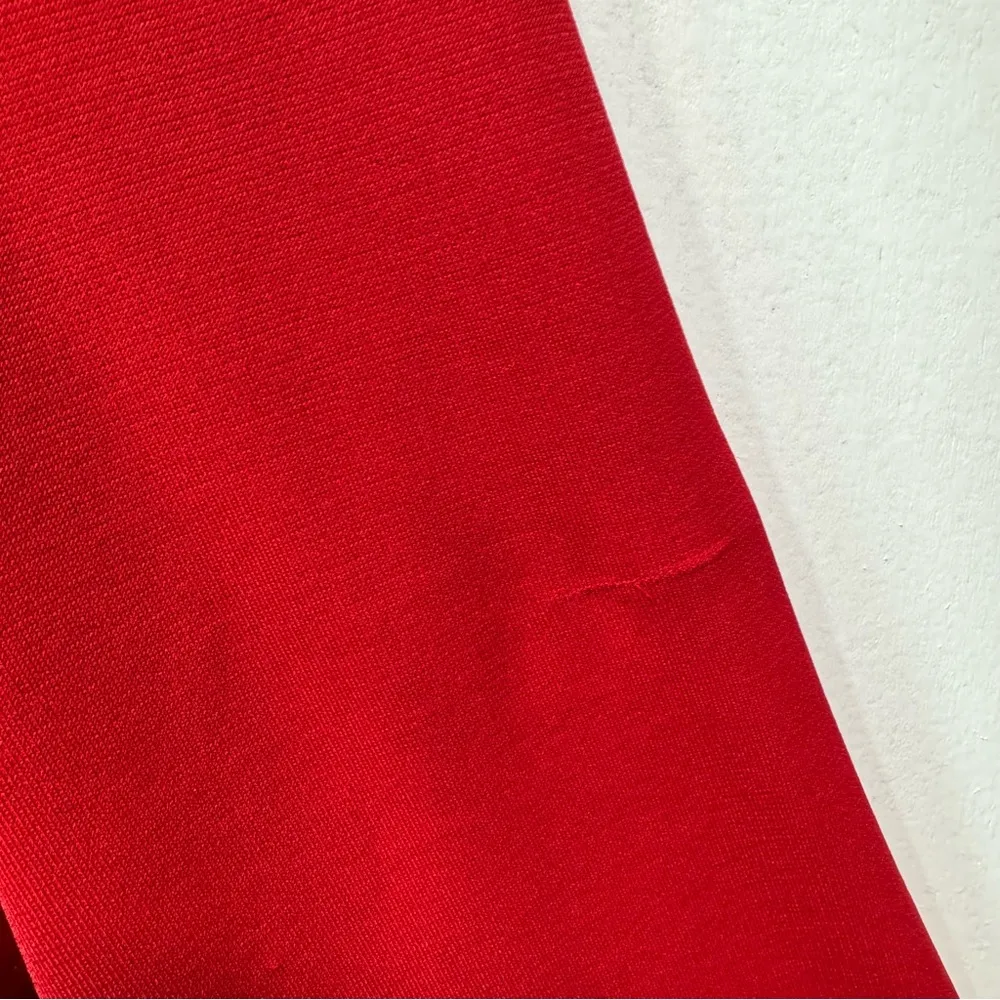 Red Dress by New Directions Half Sleeve Patchwork Pleated Front Form Fitting Size 10 - Image 7