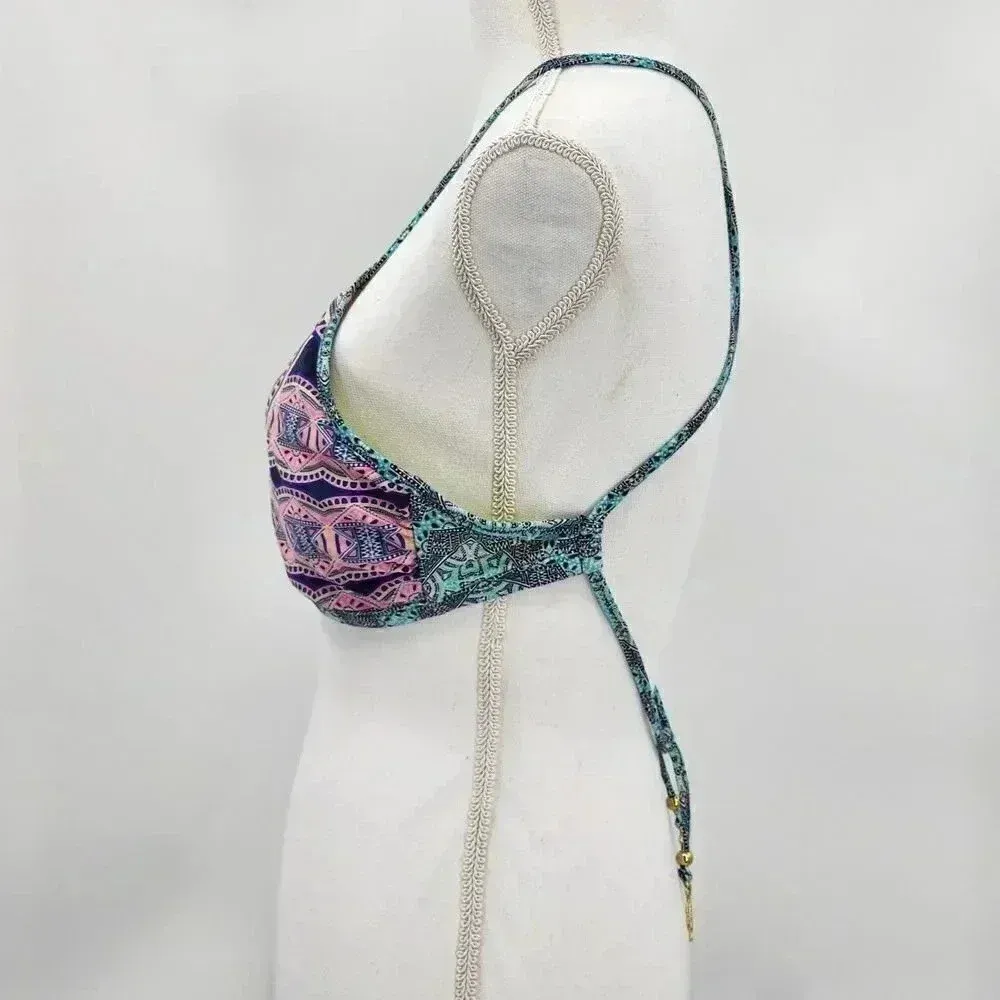 Jessica Simpson Bikini Top Swimwear Swim Suit Top Blue Green‎ Padded Bra Small - Image 3