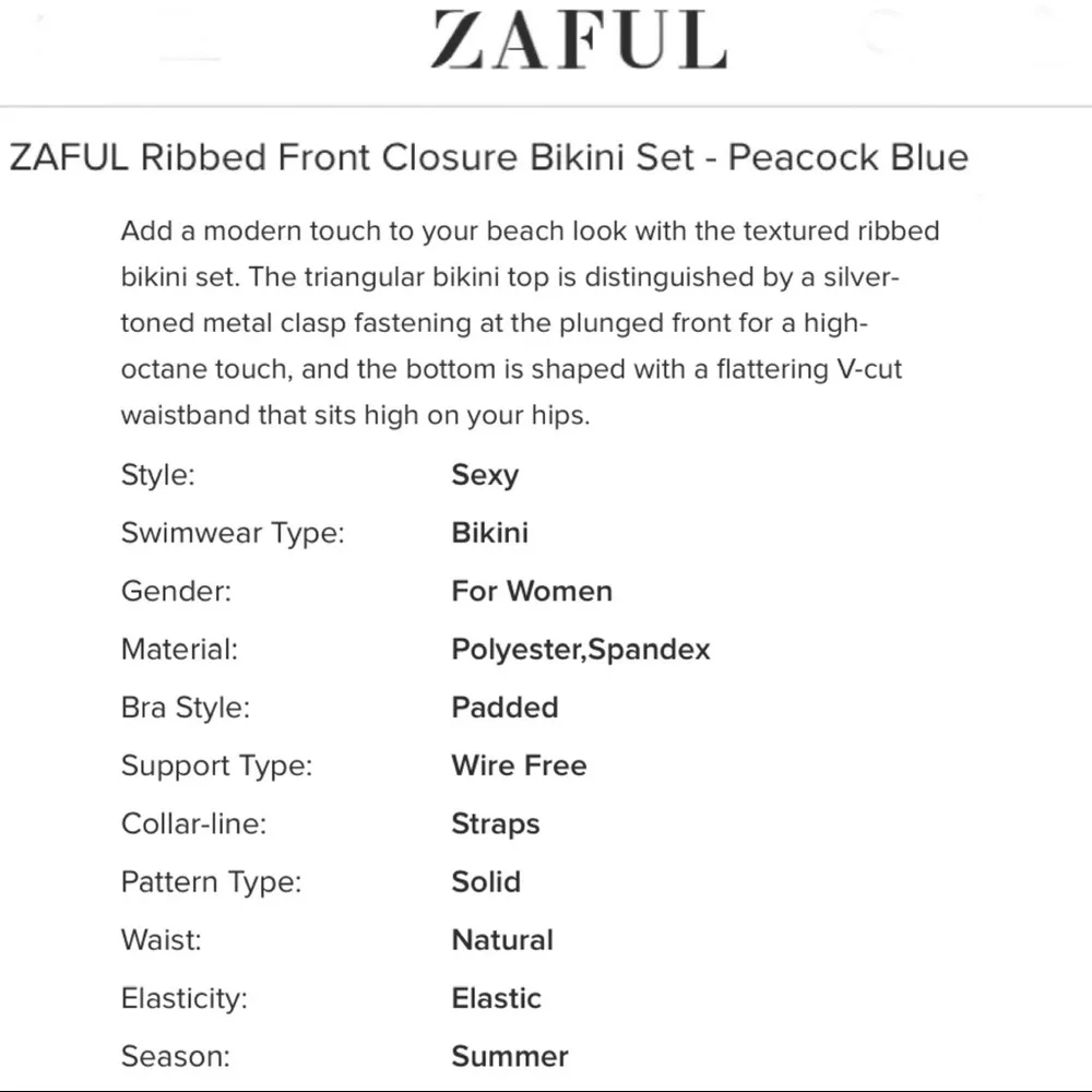 NWT Zaful Ribbed Front Closure 2-pc Bikini Set S - Image 10