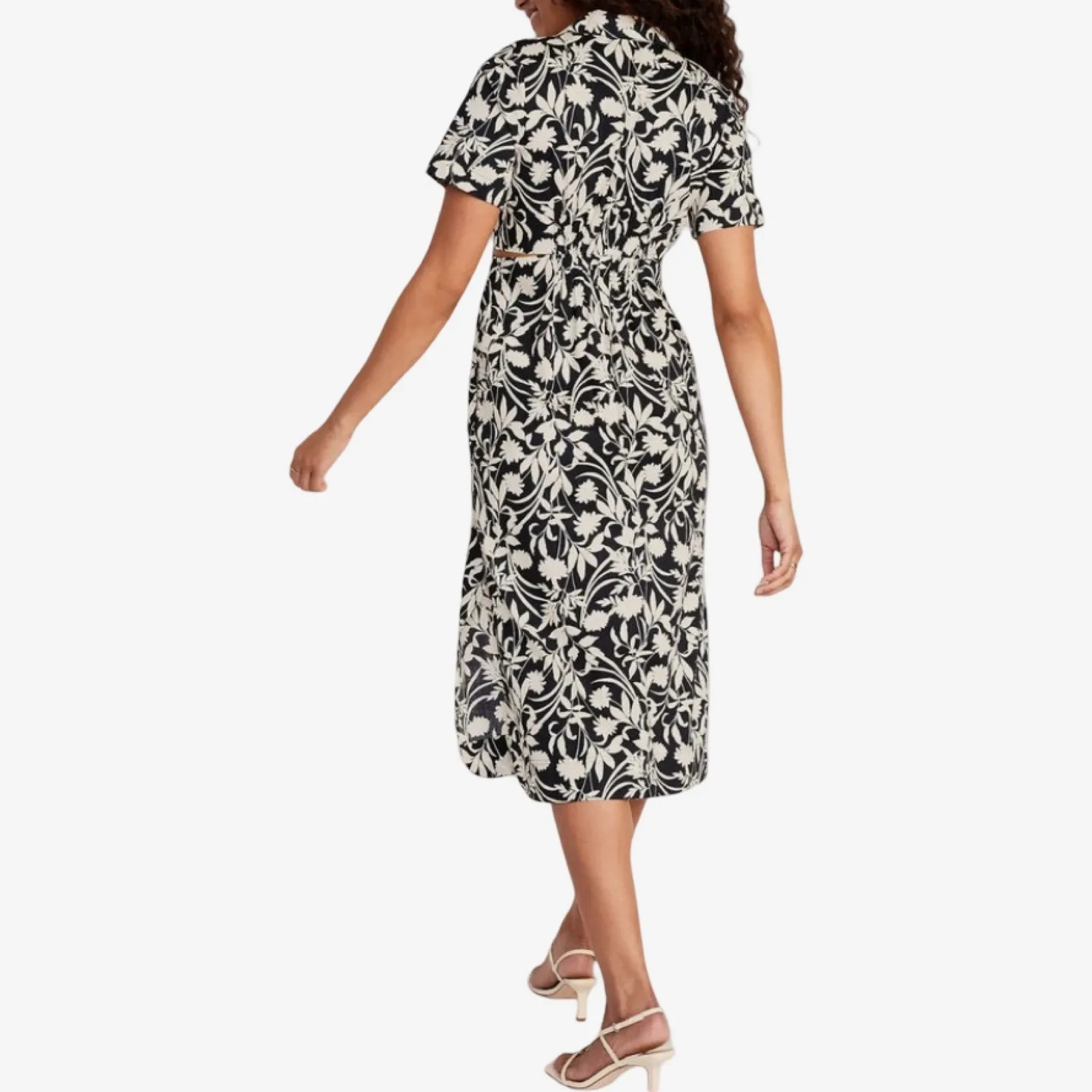 Old Navy Navy Ivory Floral Print Short Sleeve Midi Dress Women’s XL NWT - Image 6