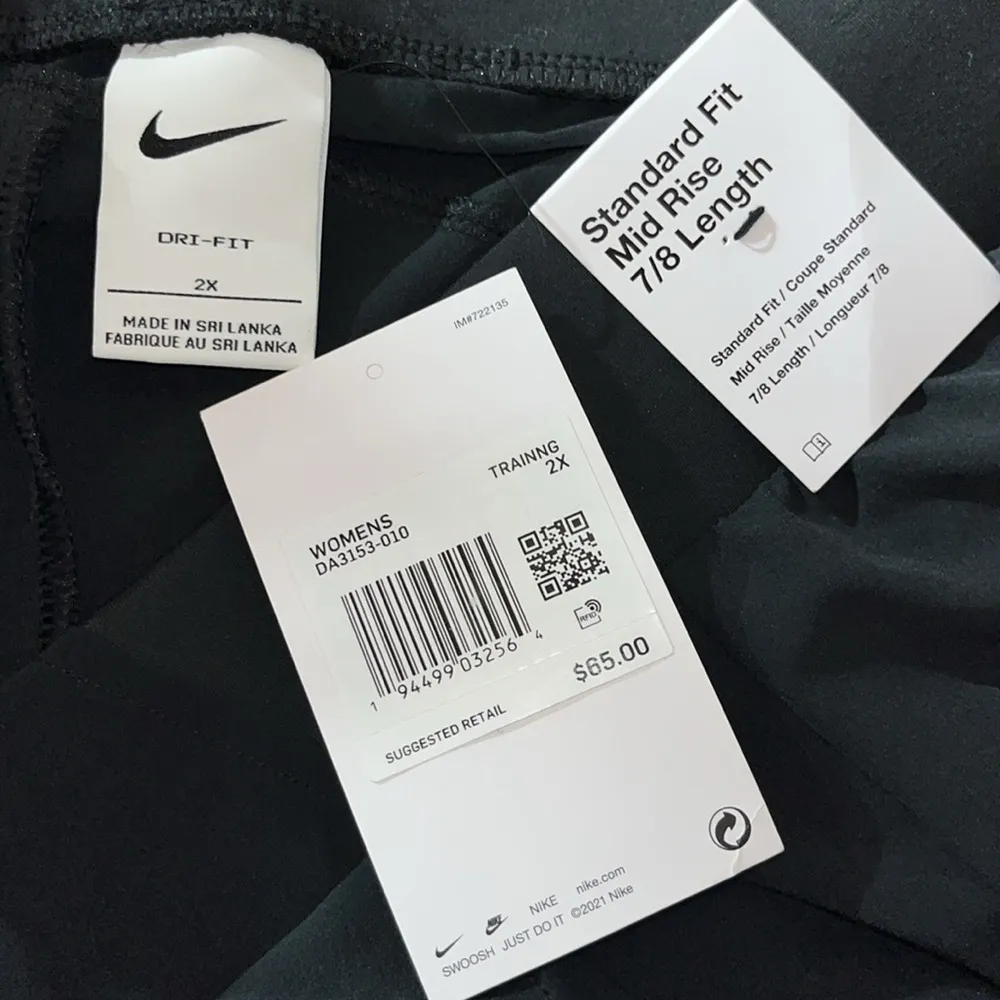 Nike Dri-Fit NWT Size 2X Black Standard Fit Mid Rise 7/8 Athletic Training Pants - Image 3