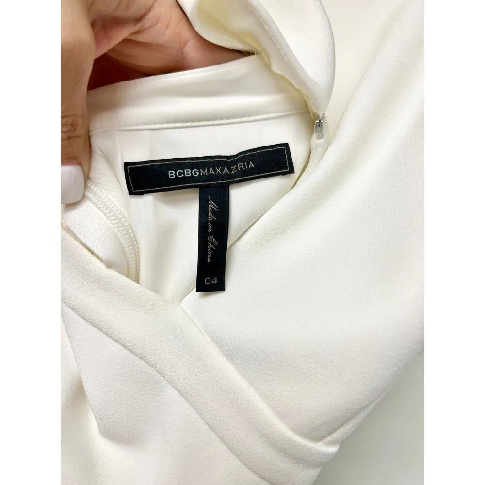 BCBGMaxAzria Sleeveless Halter Ruffle Fit & Flare Mini Dress White Womens Size 4 - Image 6