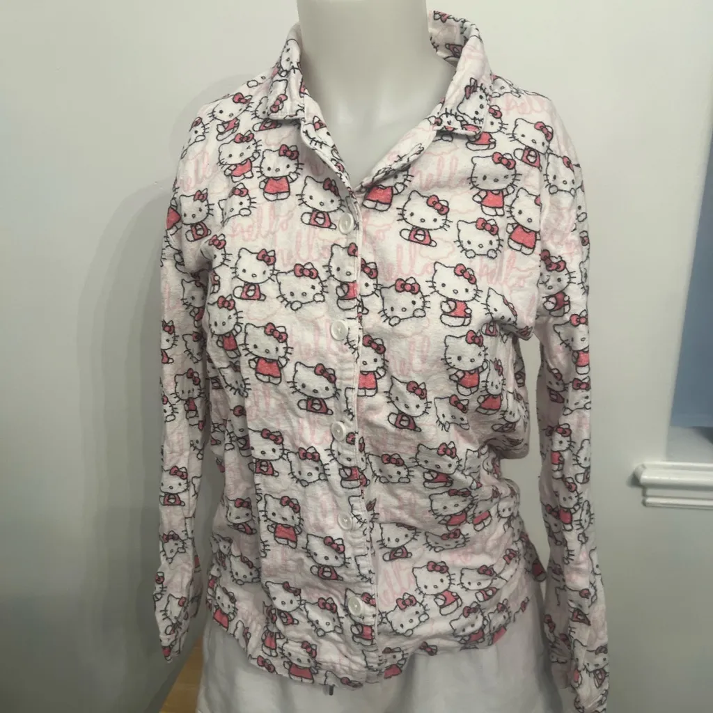 Hello Kitty Organic Flannel TEEN PAJAMA SET POTTERY BARN Pink - Image 5