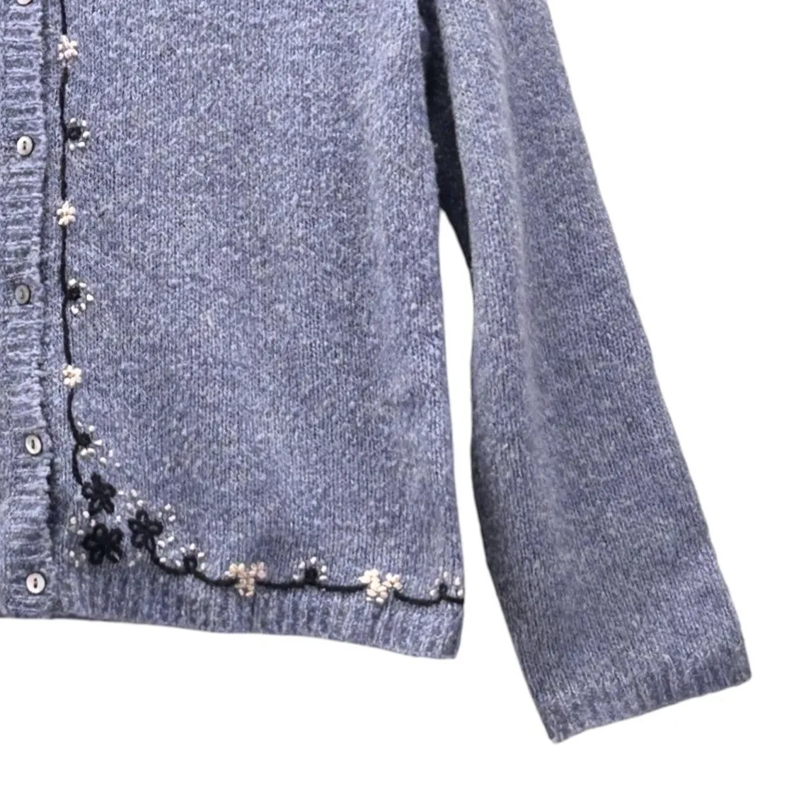 Ann Taylor Merino Wool Cardigan Blue Large - Image 5