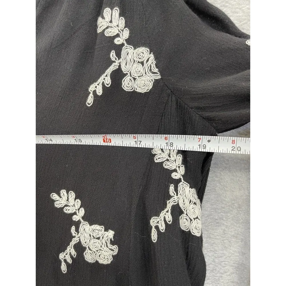 Free People Women's Embroidered Austin Dress Floral Black Long Sleeve Size Small - Image 10