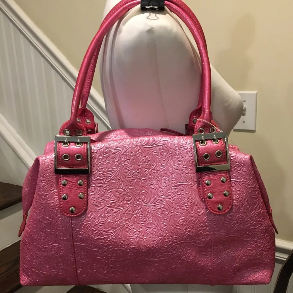 SHARIF 1827 Paisley Pink Shoulder Bag Adjustable Handle Sides - Image 3