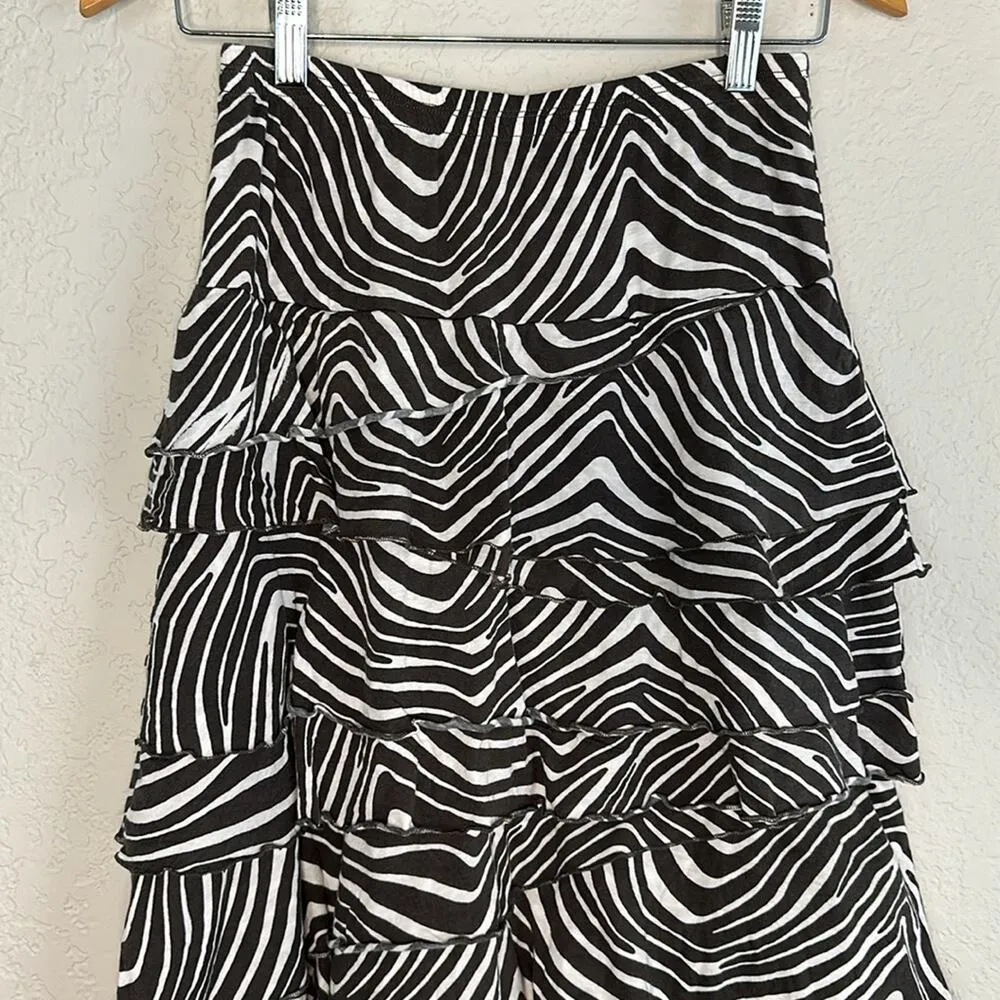 Soft Surroundings  Zebra Layered Tiered Maxi Skirt Lagenlook Cottage Animal Print - Image 3