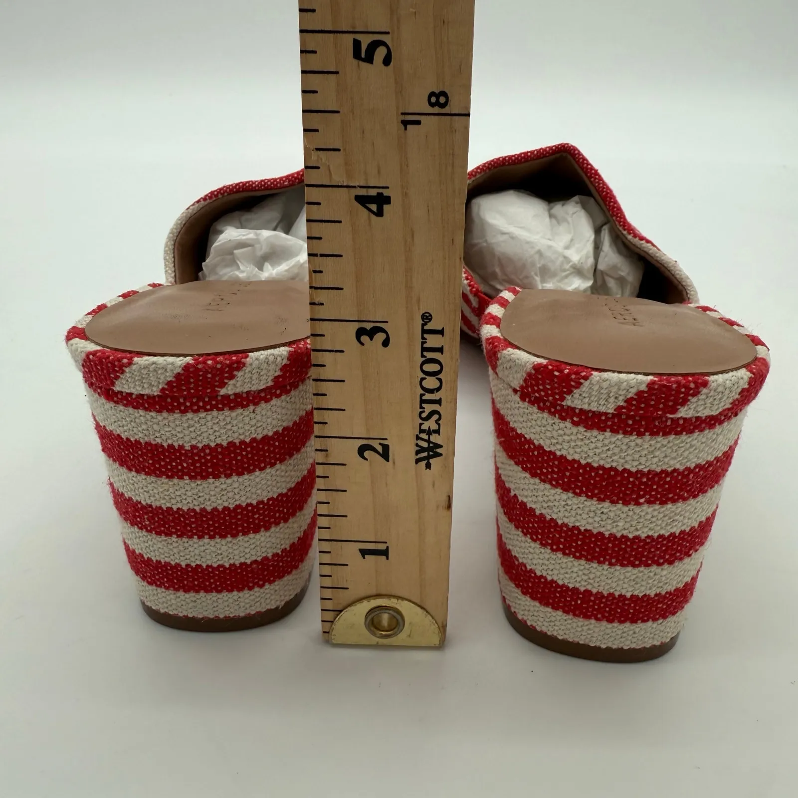 Aerosoles Entree Red Cream Stripe Canvas Comfort Casual Block Heel Sandal NWB 9 - Image 2