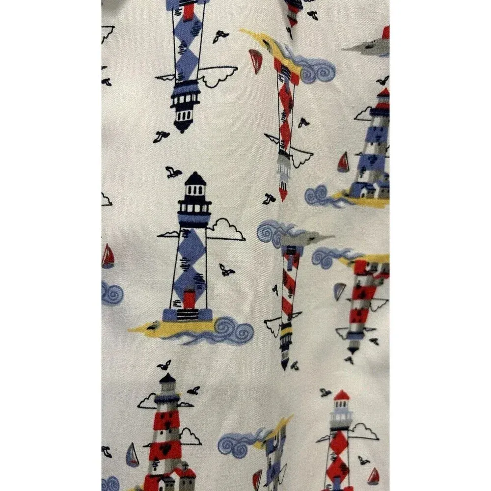 Vintage‎ Blair Lighthouse  Button Down Women’s Size Medium Short Sleeve Nautical - Image 2