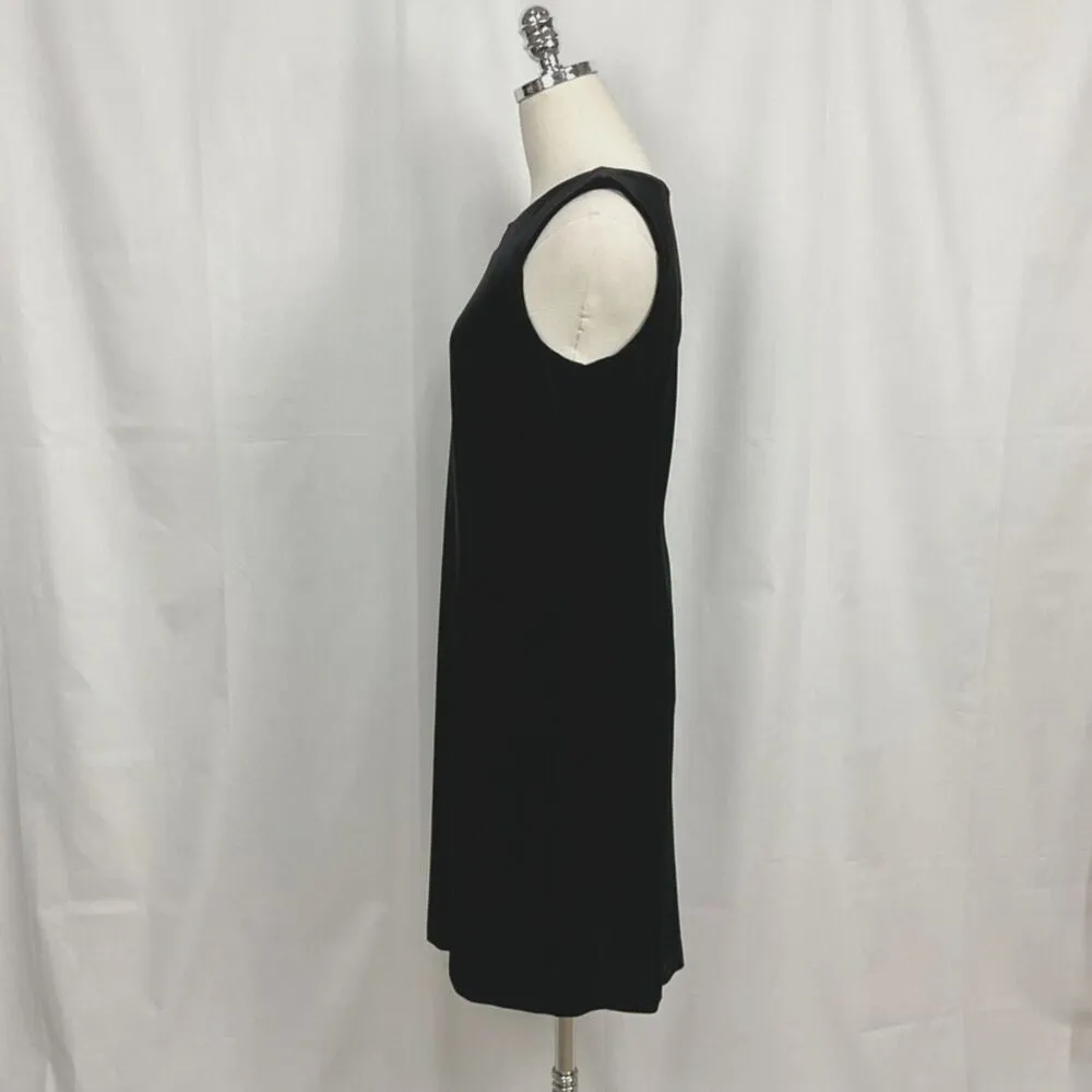 VINTAGE Black Velour Sleeveless Dress Y2K I.N. Studio Sz 10 Party Dance Sheath - Image 2