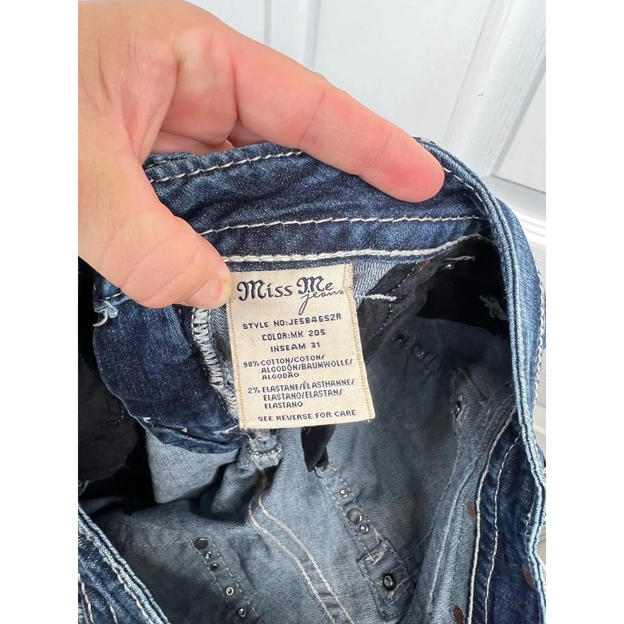 Miss Me Jeans Womens Size 29 Dark Wash Cropped Skinny Studded Distressed Denim - Image 14