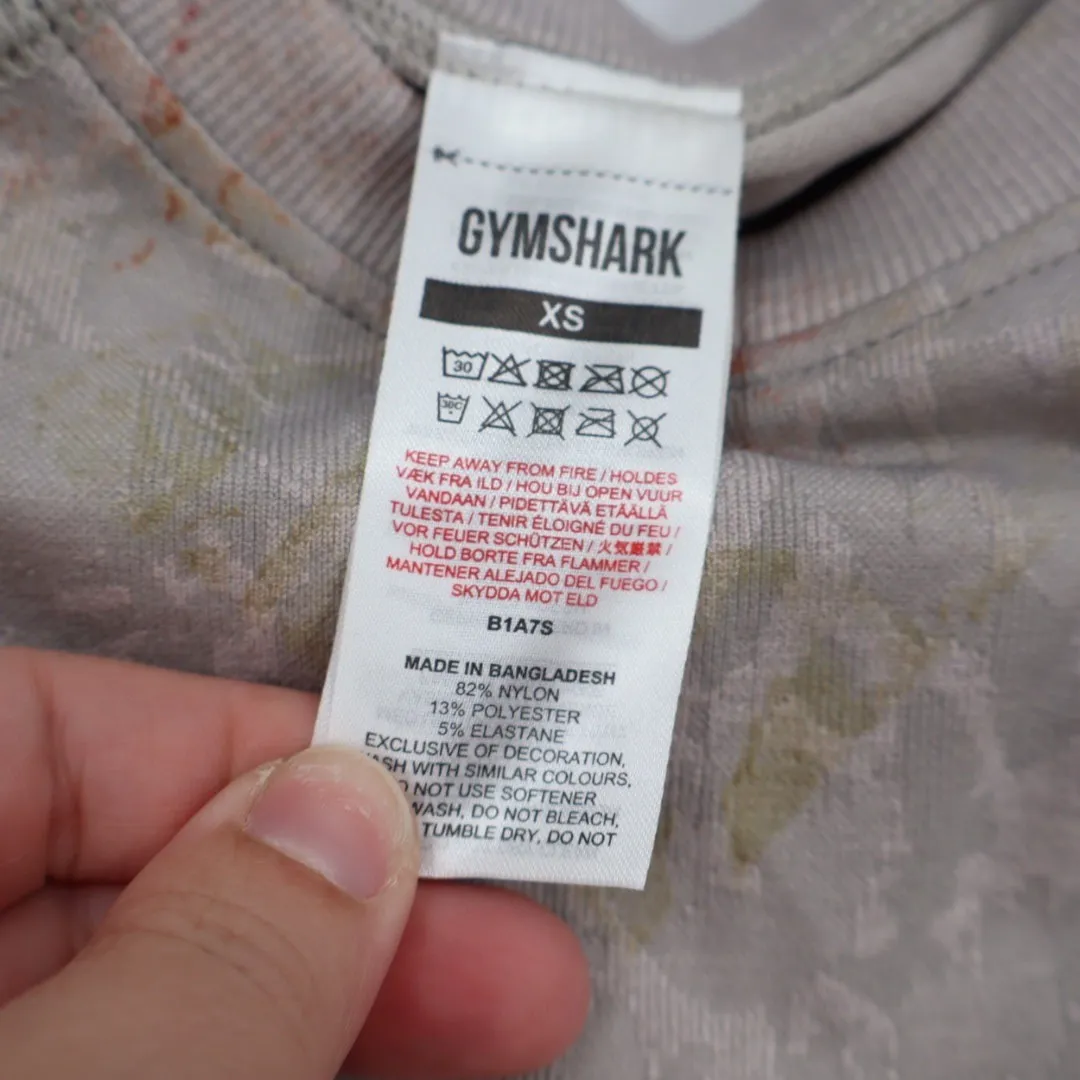 Gymshark Seamless Camo Ruched Short Sleeve Athletic Top XS Gray - Image 6