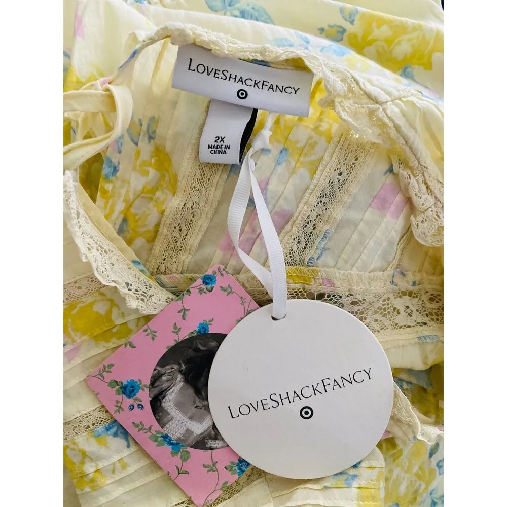 LoveShackFancy x Target Louise Yellow Lace Ruffle Floral Cottagecore Dress 2X - Image 6