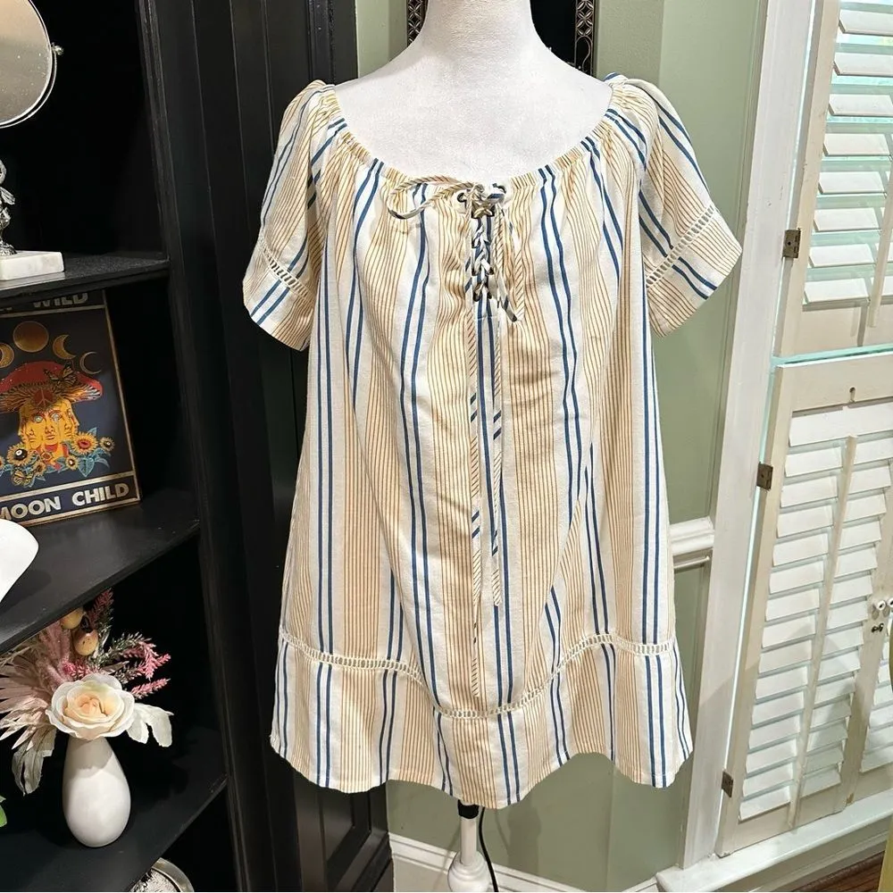 J.O.A | Los Angeles Striped Off The Shoulder Dress Size M - Image 2
