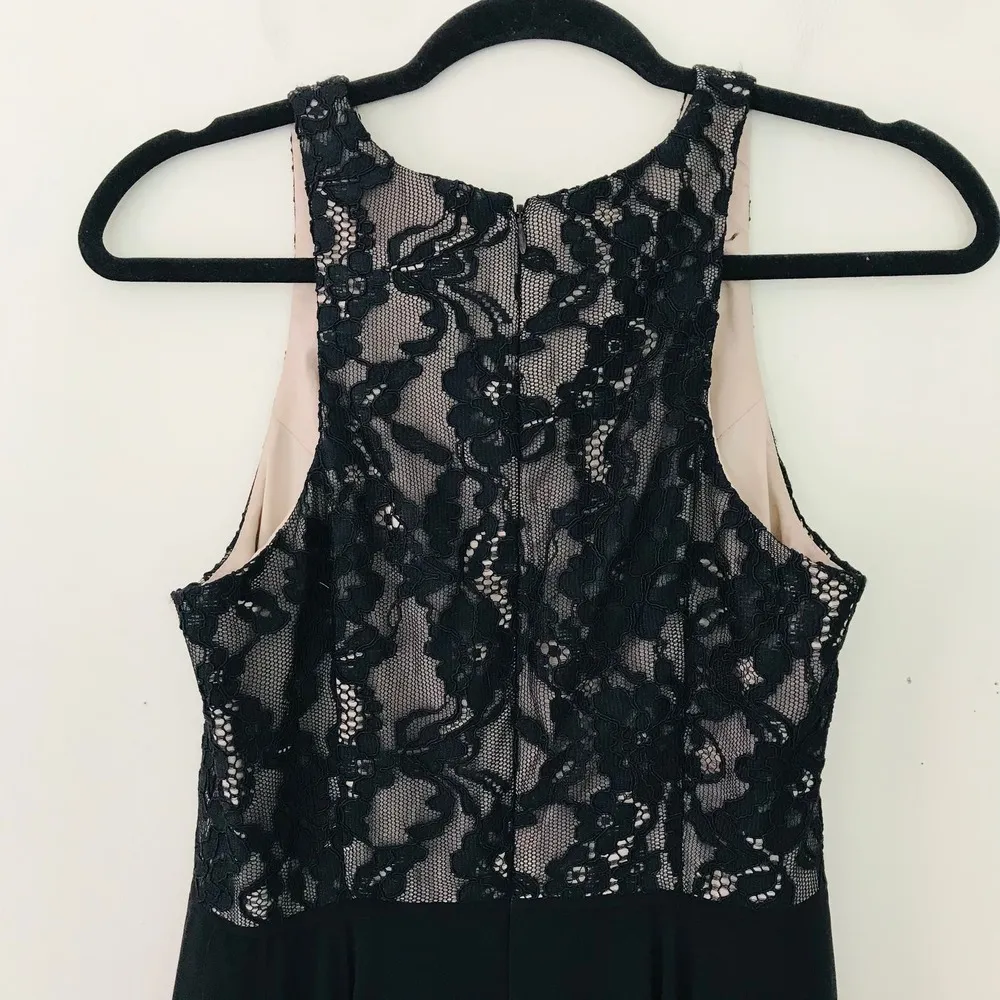 Aidan Mattox Handkerchief Dress Black Lace Nude Sleeveless Women's Size 6 - Image 8
