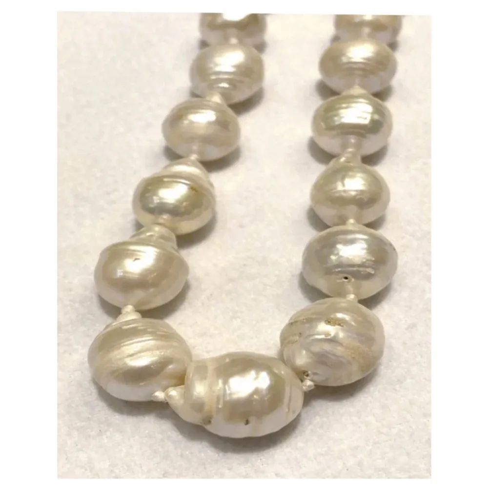 Baroque Japanese Pearl 12X14mm 18 Inches With Silver Rose Clasp Necklace Chocker - Image 3