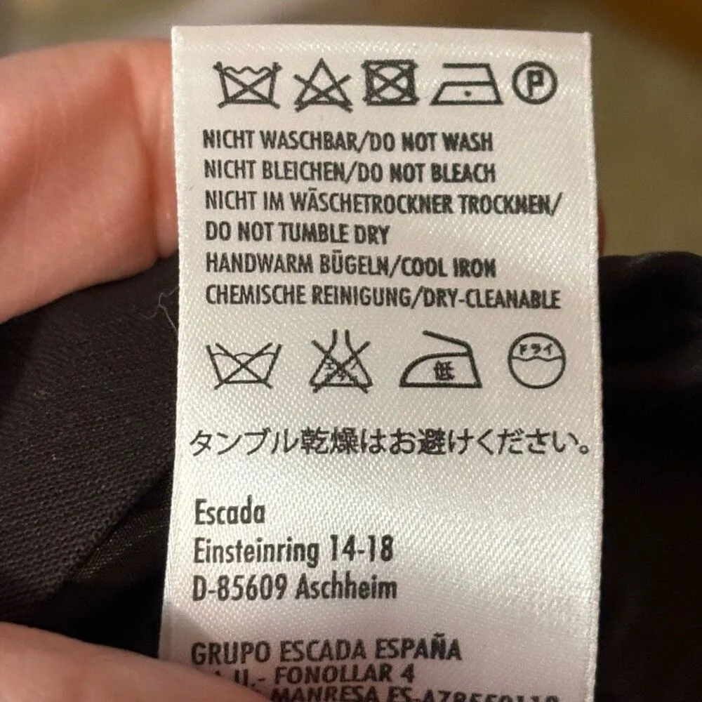 Escada side ruched wool blend cap sleeve dark brown/black dress size EU36 or S Brown - Image 9