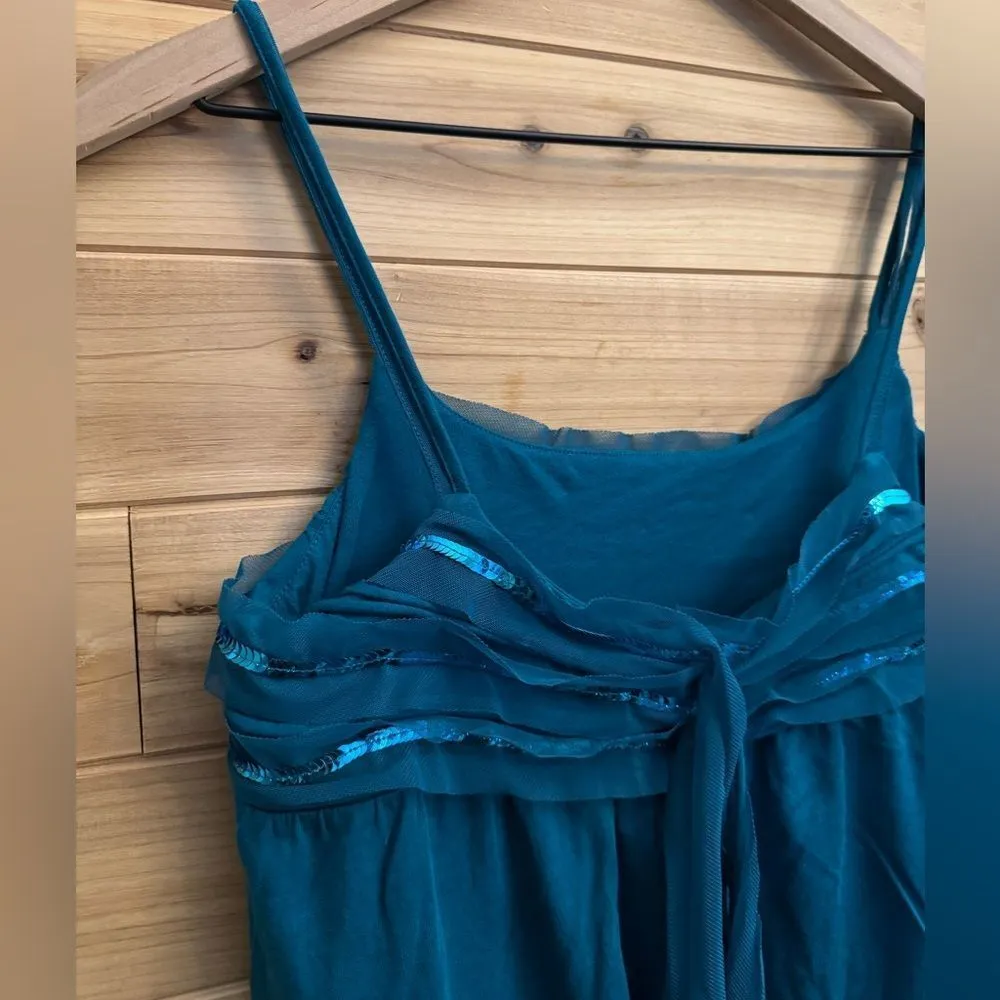 Y2K Express Size Small Sequin Mesh Detail Tank Top Tie Back - Image 10