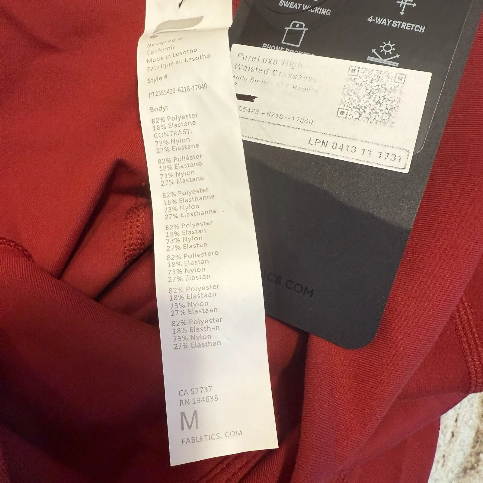 Fabletics NWT Leggings MED PureLuxe High-Waisted Crossover Flare Holly Berry Red - Image 7