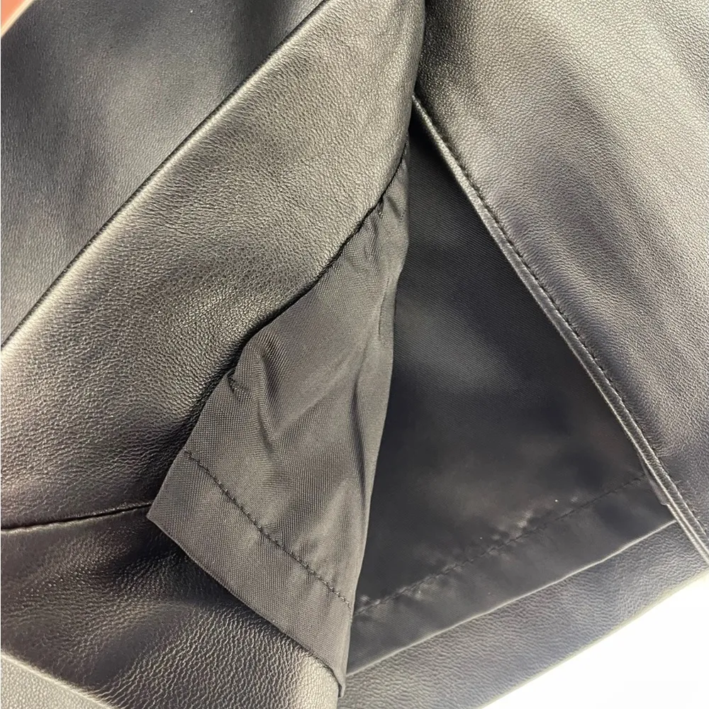 Valerie Stevens Black Fully Lined A Line Knee Length Real Leather Skirt Sz 4 - Image 6