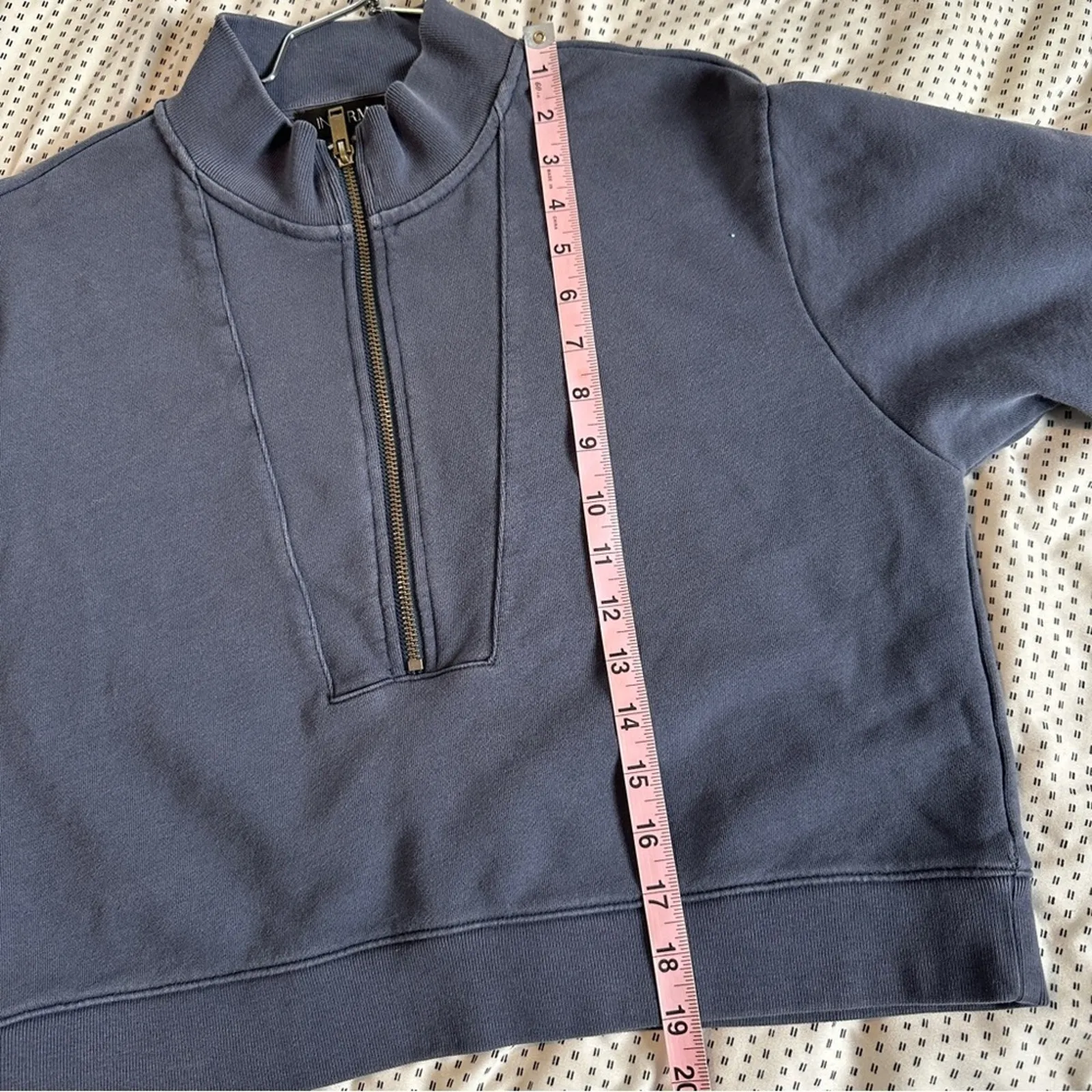 INTERMIX Bobby Cotton Half-Zip Sweatshirt Blue Large - Image 8