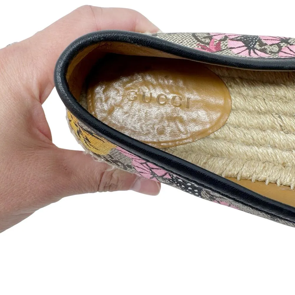 GUCCI Supreme Monogram Bengal Tiger Espadrilles Flats Beige Pink Flowers EU 37.5 - Image 14