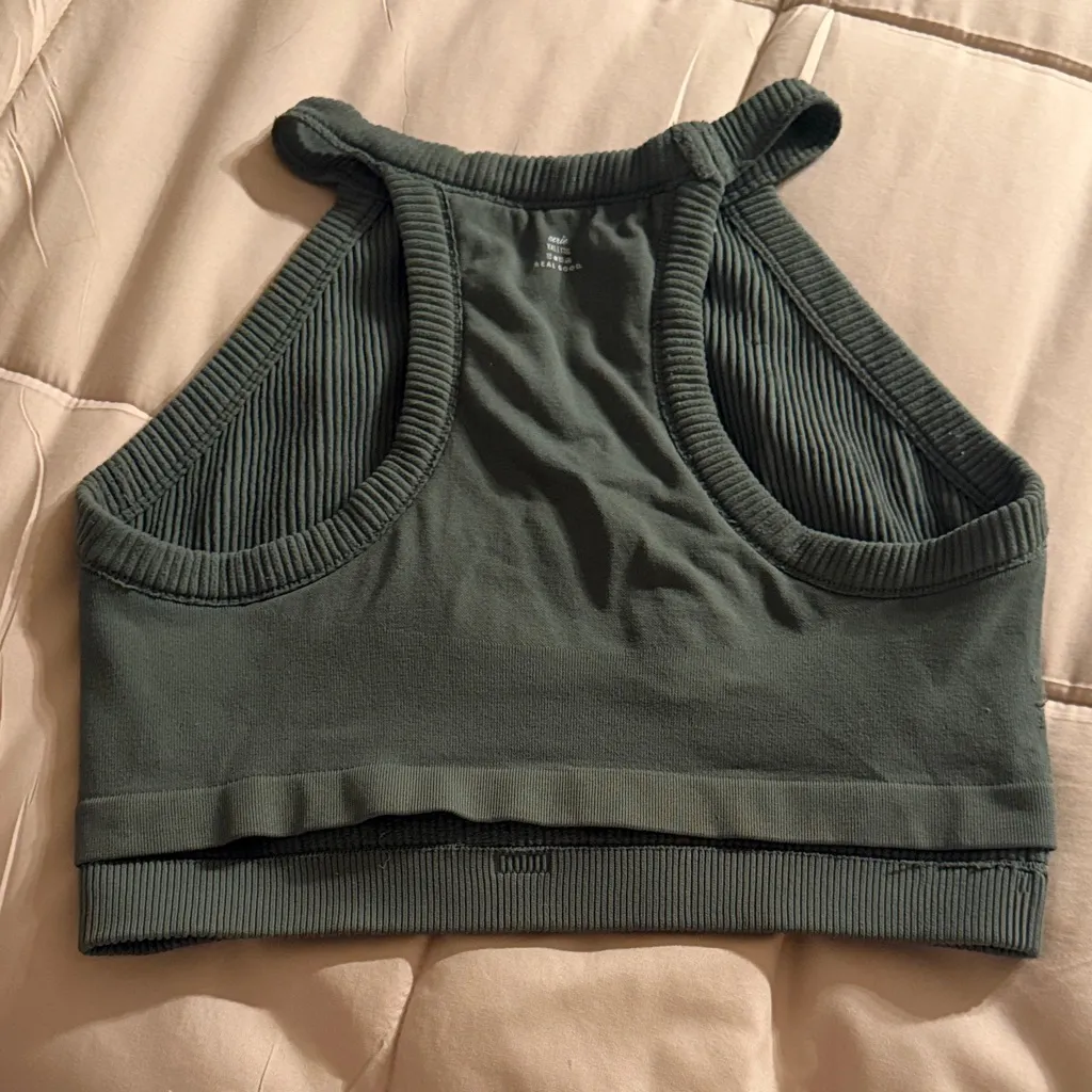 Forest Green Ribbed Halter Neck Top - Image 6