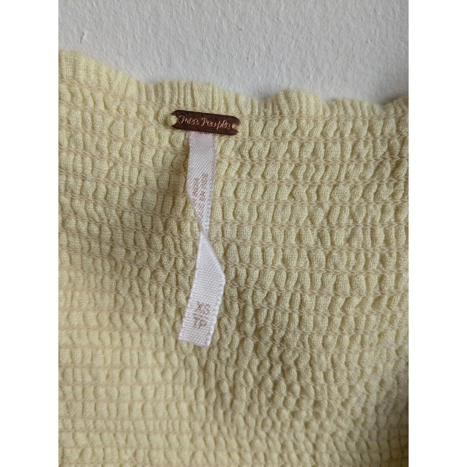 FREE PEOPLE The Getaway Midi Maxi Dress Smocked Cut Out Cotton Yellow Size XS - Image 11