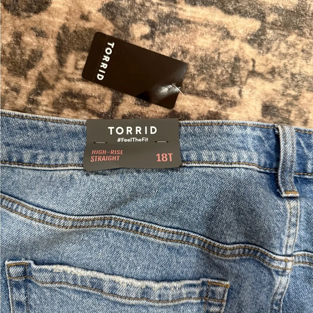 Torrid Blue Straight Leg Jeans with Distressed Details size 18 plus size - Image 9