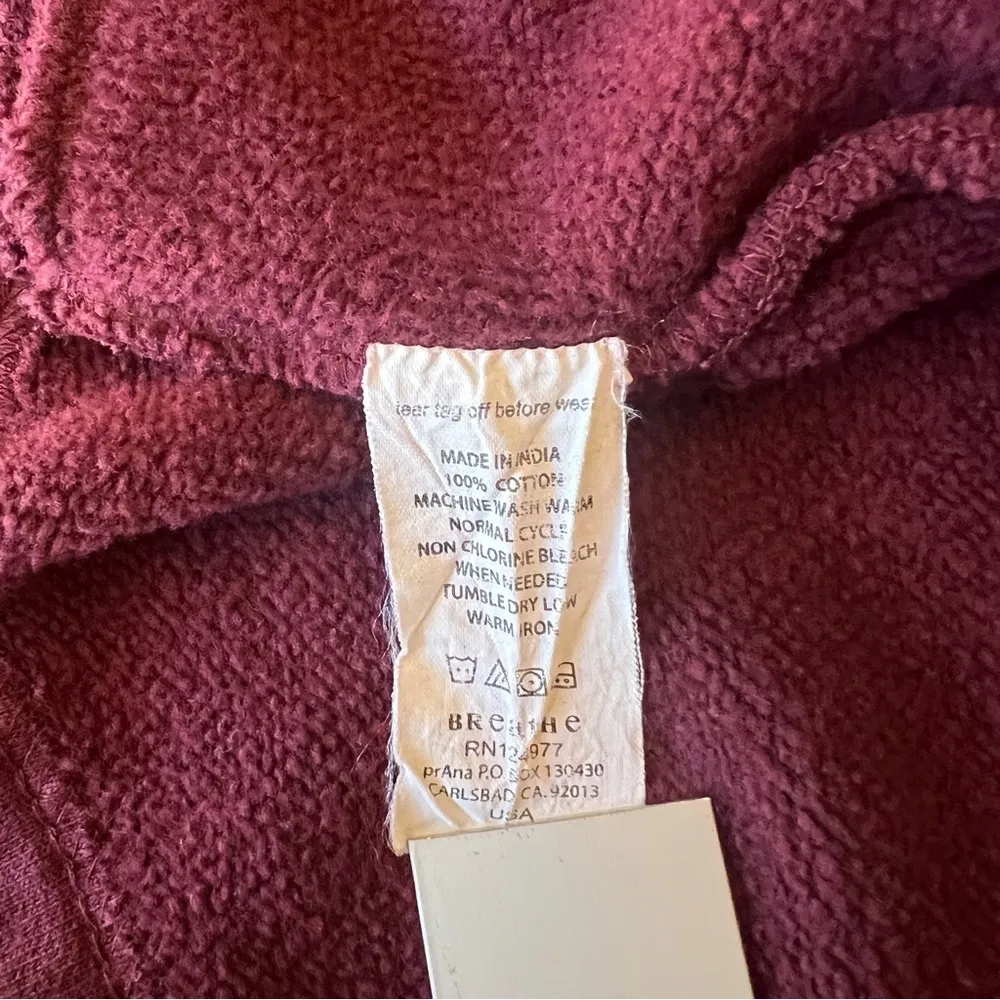 Prana Tori Double Breasted Military Jacket Sz S Burgundy Fleece Pockets Fall - Image 7