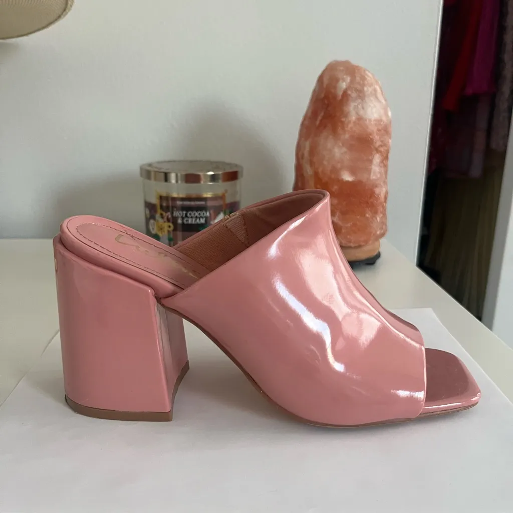 Lulu's Shiny Pink Open-Toe Mules - Image 3