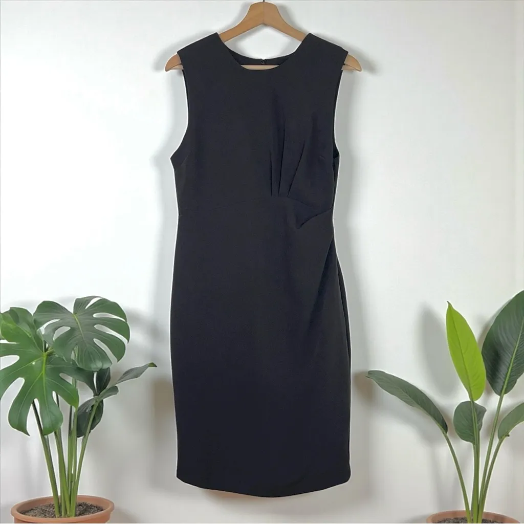 Ava & Aiden Black Pleat Detail Sleeveless Sheath Dress Size 4 - Image 8