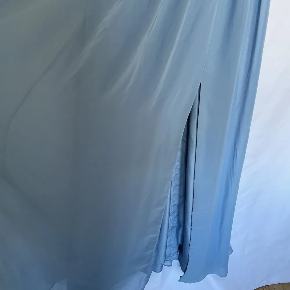 Azazie Alia dusty blue custom design formal bridesmaid dress spaghetti straps - Image 3