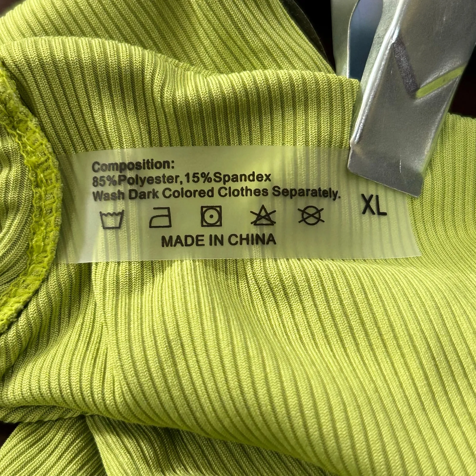 Womens Juniors Swimsuit XL Lime Green Front Keyhole Ring Ribbed 2 Piece NEW Size undefined - Image 10