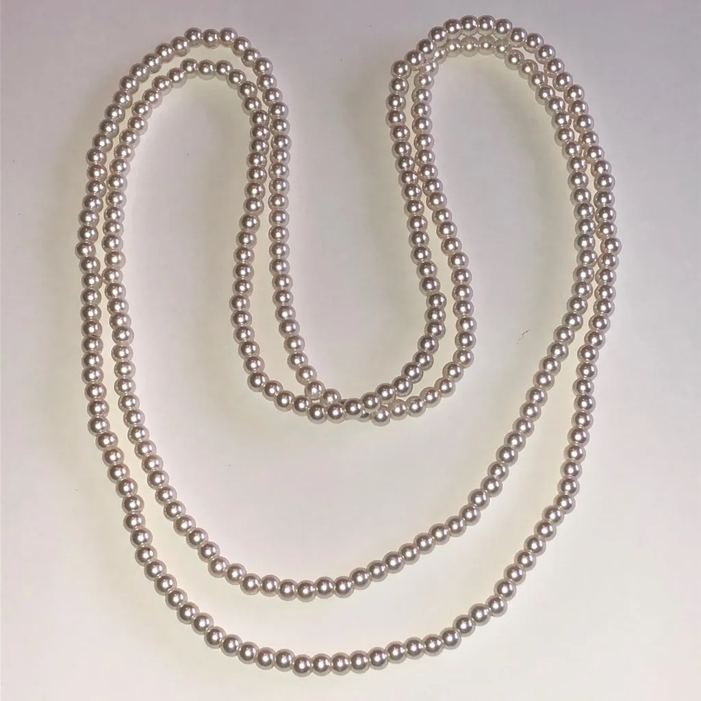 Elegant Vintage Off White Faux Pearl Beaded Boho Necklace - Image 2