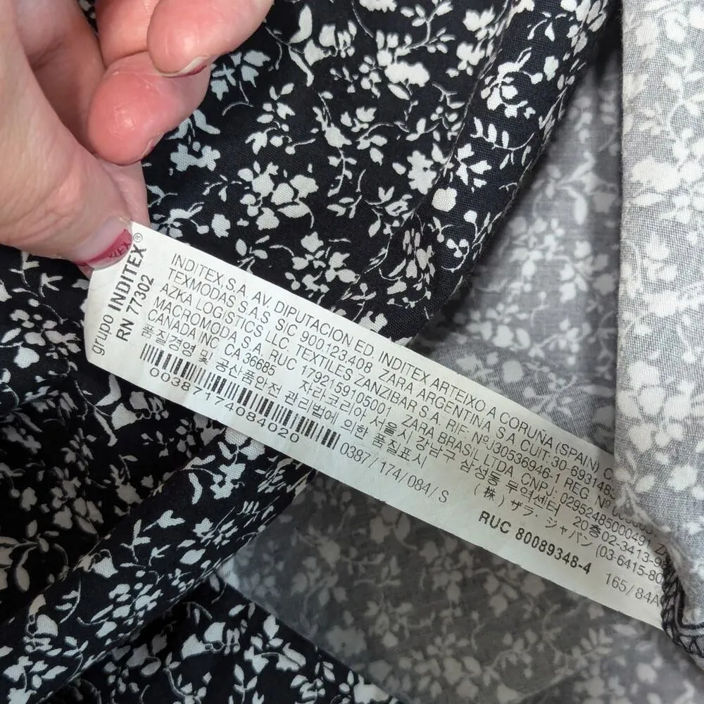 ZARA Printed Poplin Dress Long Sleeve Mini Mock Neck Womens Small Tunic TikTok - Image 6