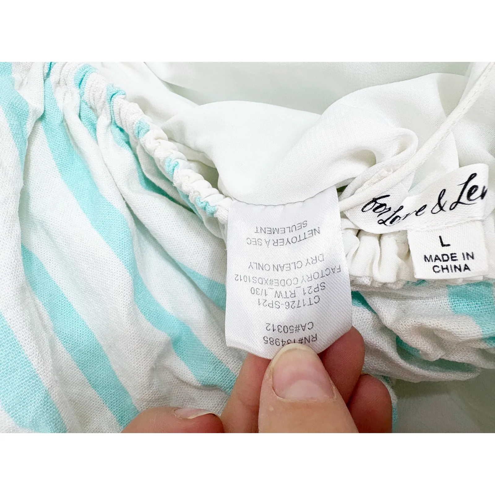 For Love & Lemons Myla Crop Top Size Large Tie Back Striped Puff Sleeve Preppy Blue - Image 7