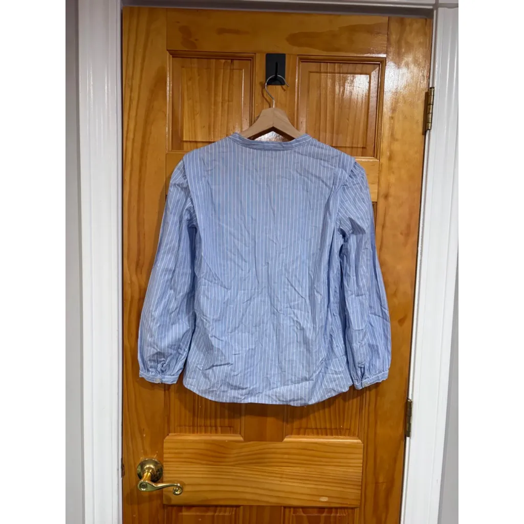 Gerard Darel Paris Blue White Stripe Cotton Blouse Top FR 36 US 4 French Chic - Image 5
