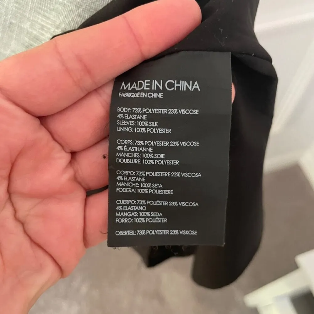 Club Monaco Grey Plaid Long Silk Sleeve Deeyone Dress Size 2 - Image 4