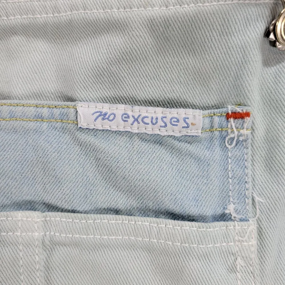 No Excuses Womens Overalls Cut Off Shorts S Blue Light Wash Denim - Image 4