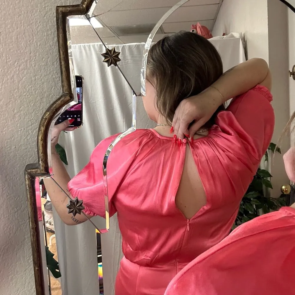 Saylor Short Sleeve Zulu Mini Dress with Drape Detail Pink Size Small - Image 4