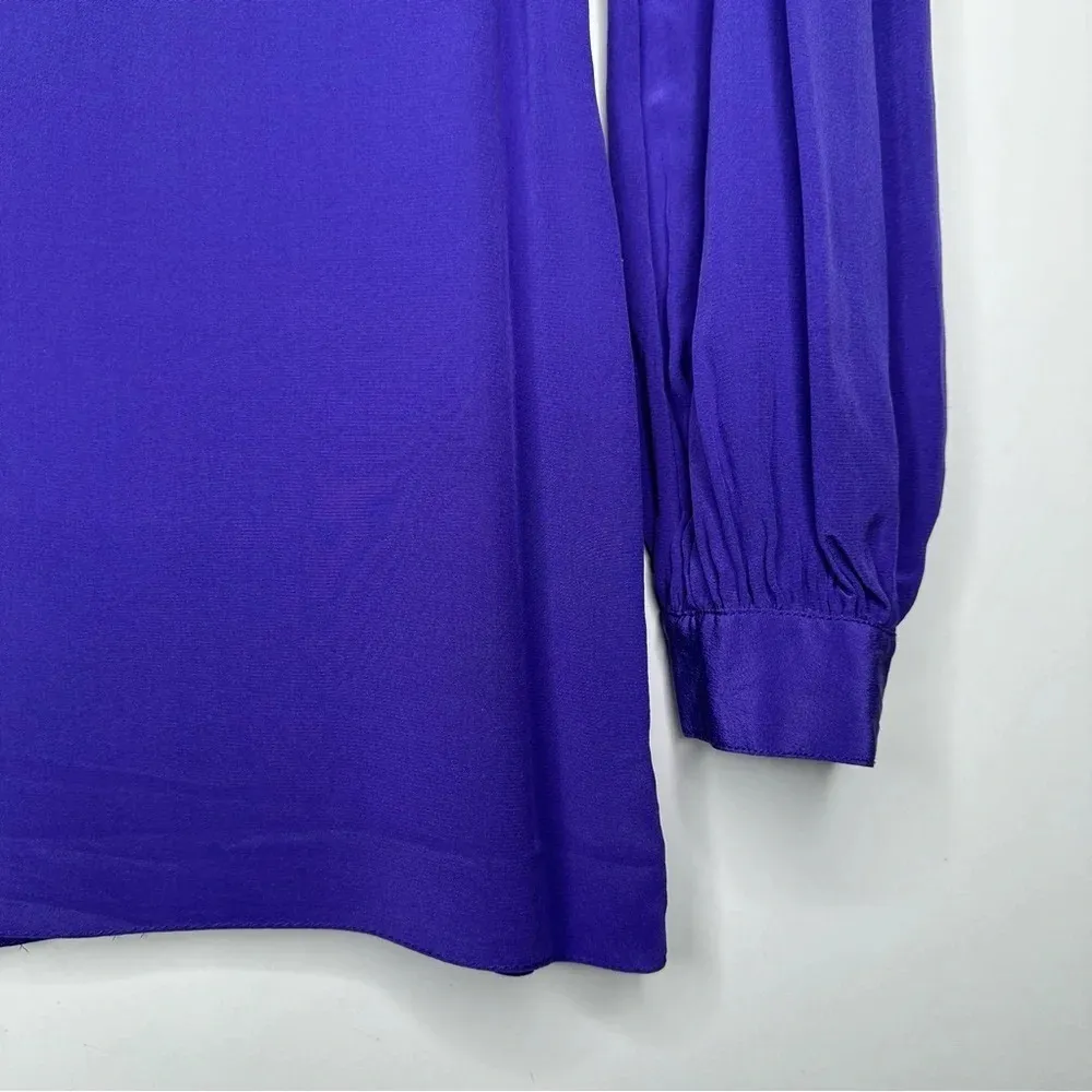 Tory Burch Purple Black Lace Embellished 100% Silk Blouse Size 4 - Image 6