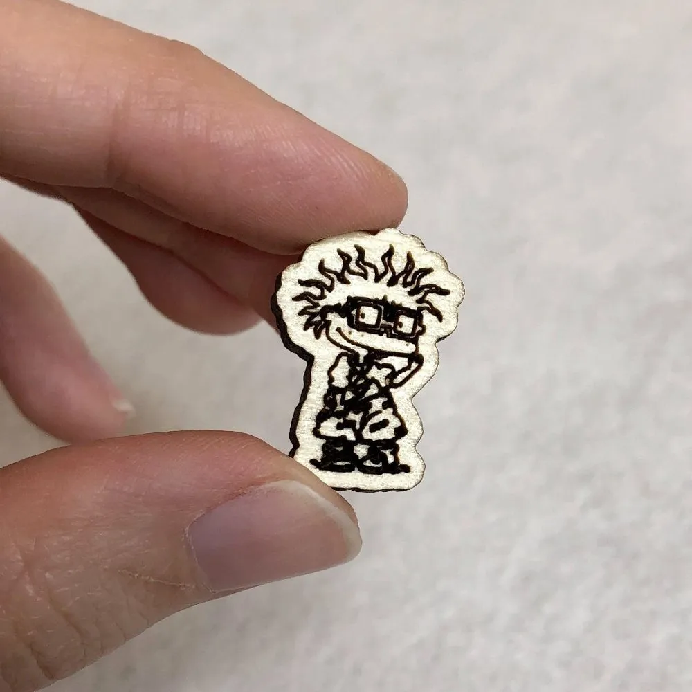 Rugrats Chuckie Wood Stud Earrings - Image 2