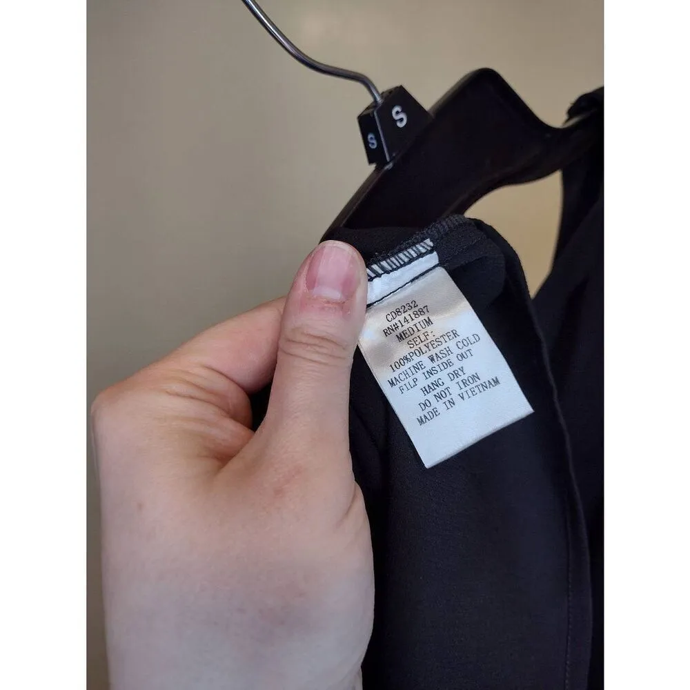 The Impeccable Pig Black Open Back Mini Dress with Flare Sleeves Size M Black - Image 4