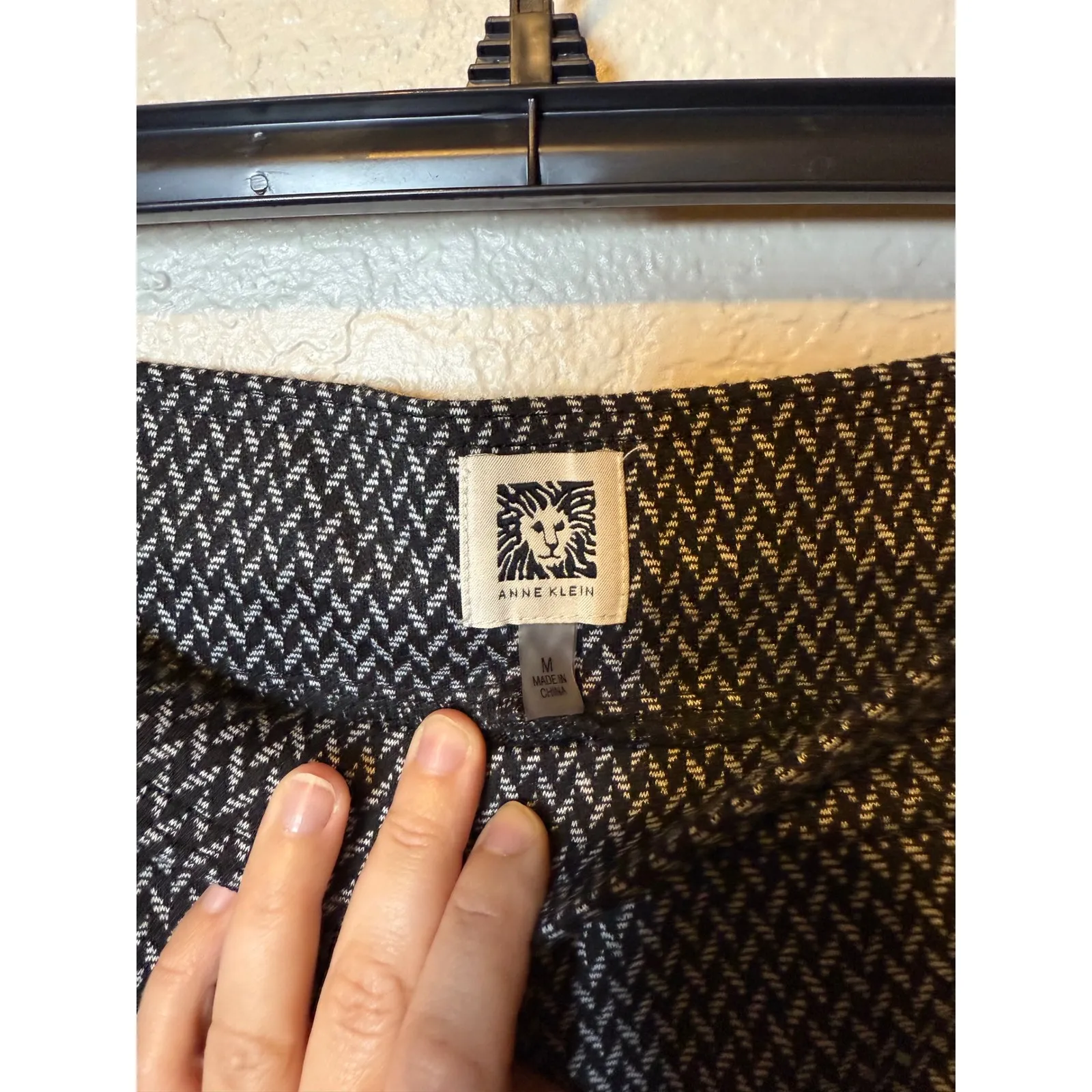 Anne Klein Black & White Herringbone Wide Leg Career Trousers - Image 4