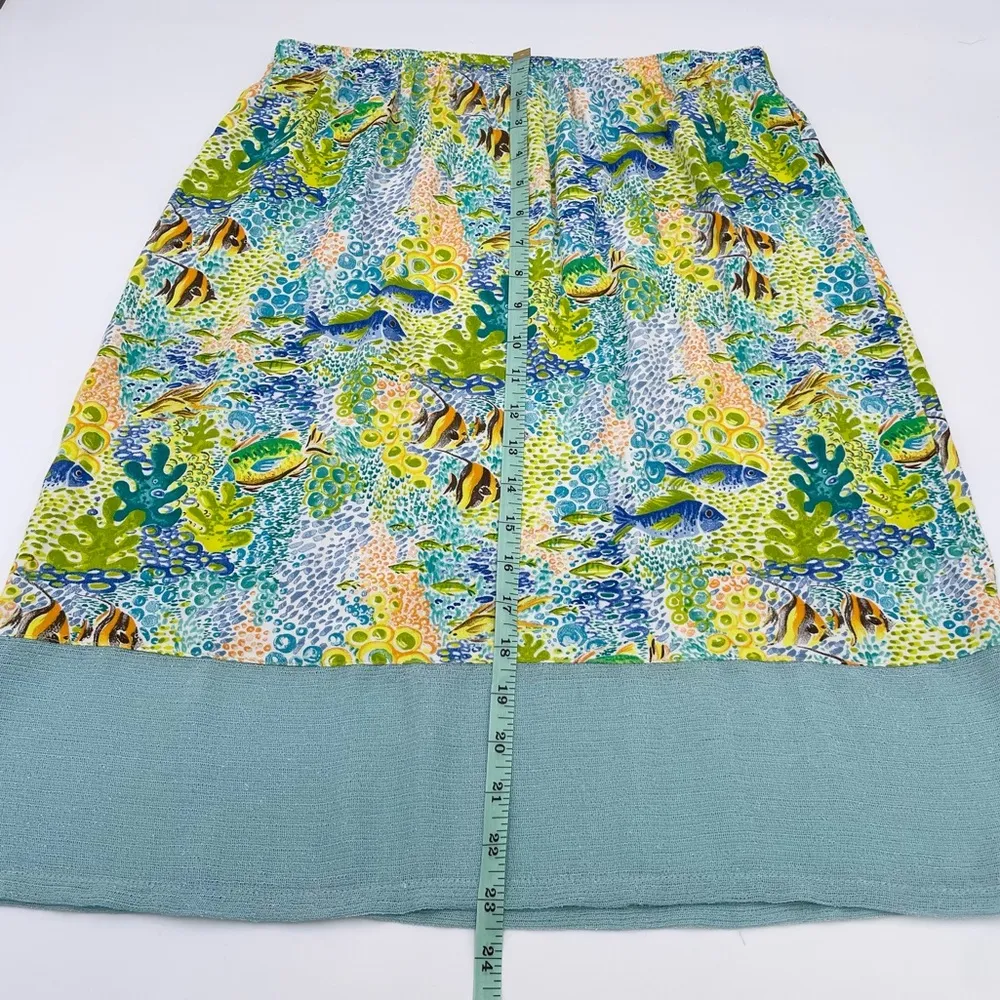 Vintage Weekend Traffic Rayon Skirt Blue Tropical Fish Print Women's Size Medium - Image 10